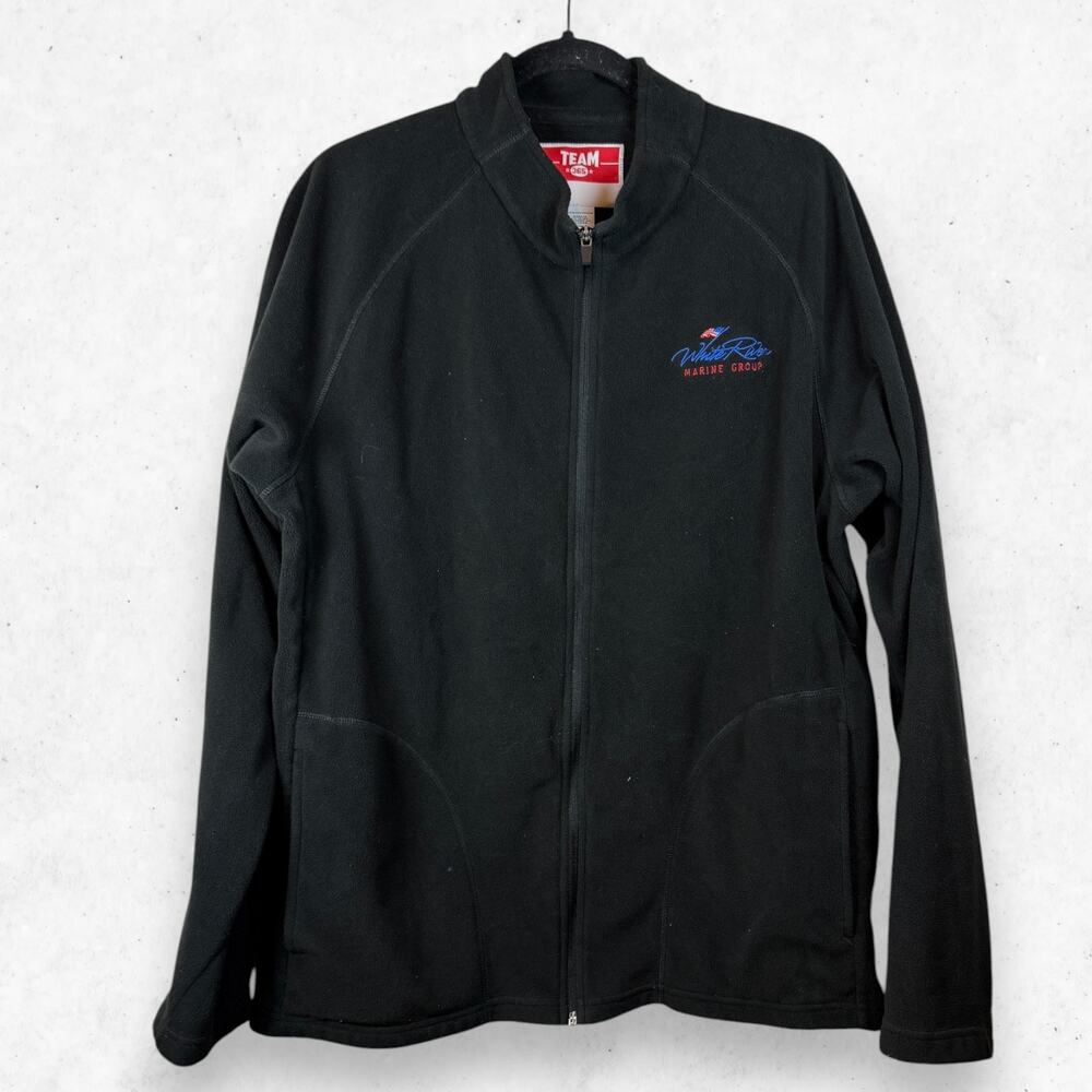 Vintage Team 365 White River Marine Fleece Jacket Full Zip Black Men's L